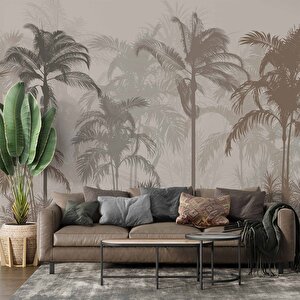 Ağaç Silüeti Temalı Duvar Kağıdı Baskı - Dkm110037 500x240 cm