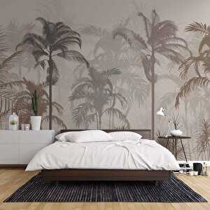 Ağaç Silüeti Temalı Duvar Kağıdı Baskı - Dkm110037 500x240 cm