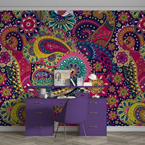 Renkli Mandala Desenli Duvar Kağıdı - Dkm860116