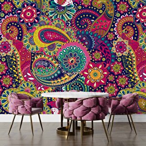 Renkli Mandala Desenli Duvar Kağıdı - Dkm860116