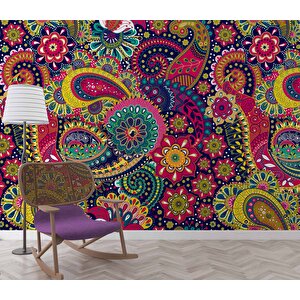 Renkli Mandala Desenli Duvar Kağıdı - Dkm860116