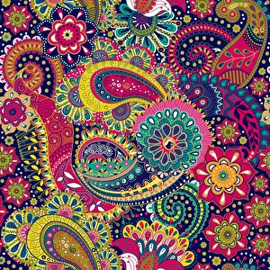 Renkli Mandala Desenli Duvar Kağıdı - Dkm860116