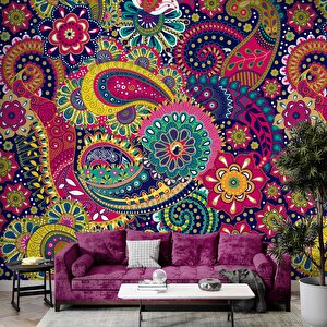 Renkli Mandala Desenli Duvar Kağıdı - Dkm860027 250x240 cm