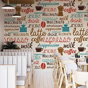 Cafe Temalı-yazılı Duvar Kağıdı Baskı - Dkm153081 550x280 cm