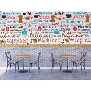 Cafe Temalı-yazılı Duvar Kağıdı Baskı - Dkm153081 550x280 cm