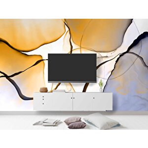 Turuncu Mavi Boya Desenli Duvar Kağıdı - Dkm732014 450x200 cm