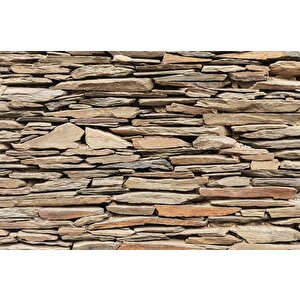 3 Boyutlu Kahverengi Kesme Taş Desenli Duvar Kağıdı - Dkm654083
