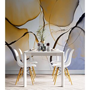 Turuncu Mavi Boya Desenli Duvar Kağıdı - Dkm732011