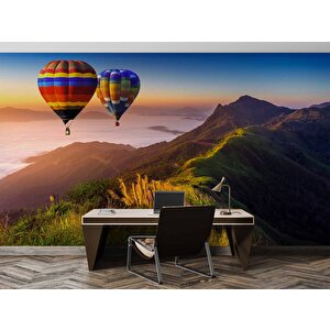 Dağ Ve Sıcak Hava Balon Manzaralı Duvar Kağıdı - Dkm987009