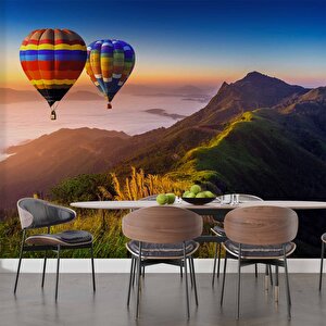 Dağ Ve Sıcak Hava Balon Manzaralı Duvar Kağıdı - Dkm987098