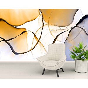 Turuncu Mavi Boya Desenli Duvar Kağıdı - Dkm732081