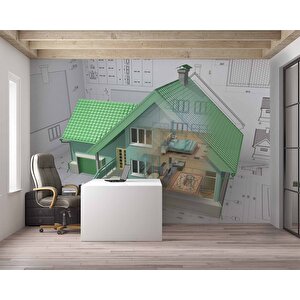 Ev Projesi Mimari Gayrimenkul Emlak Ve Gayrimenkul Duvar Kağıdı Baskı - Dkm332089 225x300 cm