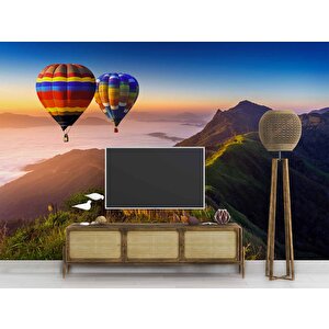 Dağ Ve Sıcak Hava Balon Manzaralı Duvar Kağıdı - Dkm987008 300x200 cm