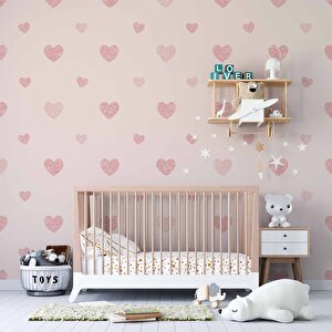 Kalp Desenli Çocuk Odası Duvar Kağıdı Baskı - Dkm168062 700x260 cm