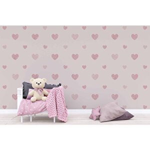 Kalp Desenli Çocuk Odası Duvar Kağıdı Baskı - Dkm168062