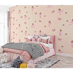 Balerin Kız Temalı Çocuk Odası Duvar Kağıdı Baskı - Dkm173087 150x300 cm