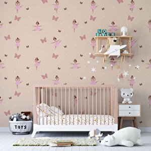 Balerin Kız Temalı Çocuk Odası Duvar Kağıdı Baskı - Dkm173103 600x300 cm