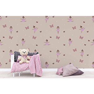 Balerin Kız Temalı Çocuk Odası Duvar Kağıdı Baskı - Dkm173103