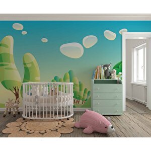 Ormandaki Sevimli Tilki  Çocuk Çocuk Odası Duvar Kağıdı Baskı - Dkm414102 550x300 cm
