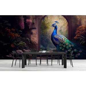 Tavus Kuşu Temalı Duvar Kağıdı Baskı - Dkm526119