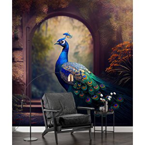 Tavus Kuşu Temalı Duvar Kağıdı Baskı - Dkm526119