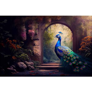 Tavus Kuşu Temalı Duvar Kağıdı Baskı - Dkm526119