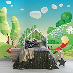 Ormandaki Sevimli Tilki  Çocuk Çocuk Odası Duvar Kağıdı Baskı - Dkm414069