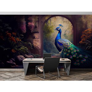 Tavus Kuşu Temalı Duvar Kağıdı Baskı - Dkm526044 100x260 cm
