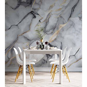 3 Boyutlu Siyah Beyaz Mermer Temalı Duvar Kağıdı - Dkm637021