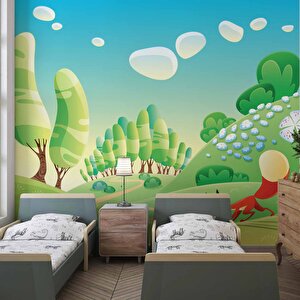 Ormandaki Sevimli Tilki  Çocuk Çocuk Odası Duvar Kağıdı Baskı - Dkm414018 550x200 cm