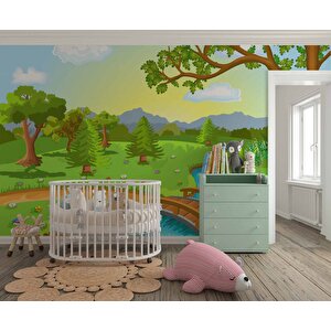 Dere Manzaralı Çocuk Odası Duvar Kağıdı Baskı - Dkm389116 375x315 cm