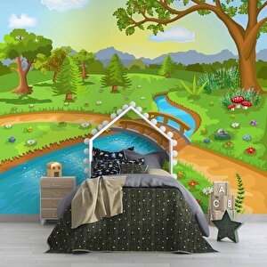 Dere Manzaralı Çocuk Odası Duvar Kağıdı Baskı - Dkm389116