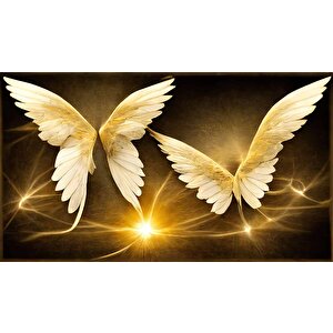 3 Boyutlu Altın Kanat Desenli Duvar Kağıdı - Dkm717001