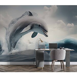 Yunus Balığı Temalı Duvar Kağıdı - Dkm588043 900x240 cm
