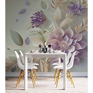 3 Boyutlu Pembe Çiçek Çizim Temalı Duvar Kağıdı - Dkm898117