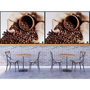 Çuvalda Kahve Çekirdekli Cafe Duvar Kağıdı Baskı - Dkb276074