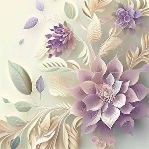 3 Boyutlu Pembe Çiçek Çizim Temalı Duvar Kağıdı - Dkm898094