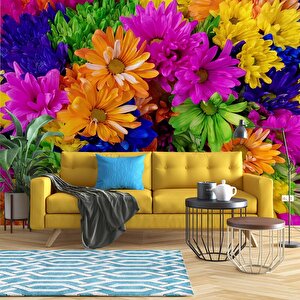 Rengarenk Çiçek Temalı Duvar Kağıdı Baskı - Dkm518001 100x100 cm
