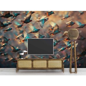 Kuş Sürüsü Temalı Duvar Kağıdı - Dkm594100 500x300 cm