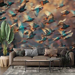 Kuş Sürüsü Temalı Duvar Kağıdı - Dkm594115 350x315 cm