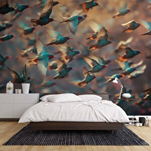 Kuş Sürüsü Temalı Duvar Kağıdı - Dkm594115 350x315 cm