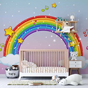 Gökkuşağı Çocuk Odası Duvar Kağıdı Baskı - Dkm366044 100x260 cm
