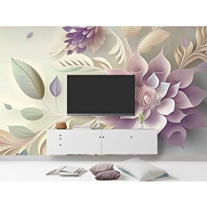 3 Boyutlu Pembe Çiçek Çizim Temalı Duvar Kağıdı - Dkm898001 100x100 cm