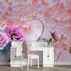 Pembe Çiçekli Ağaç Desenli Duvar Kağıdı - Dkm060103