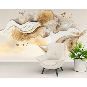 3 Boyutlu Altın Desenli Duvar Kağıdı - Dkm762119