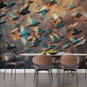 Kuş Sürüsü Temalı Duvar Kağıdı - Dkm594070