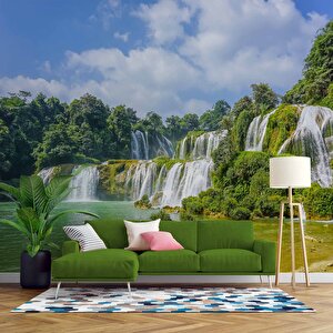 Nehir Ve Şelale Manzaralı Duvar Kağıdı - Dkm852107 100x315 cm