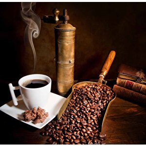 Kahve Öğütme Makinalı Cafe Duvar Kağıdı Baskı - Dkm263080