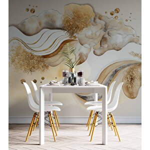 3 Boyutlu Altın Desenli Duvar Kağıdı - Dkm762011