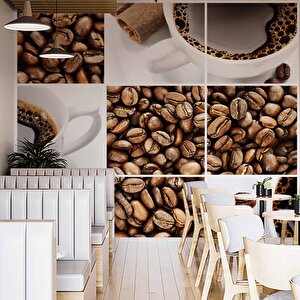 Kahve Çekirdeği Cafe Duvar Kağıdı Baskı - Dkm288001 100x100 cm